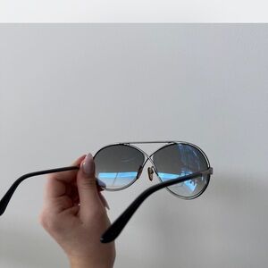 Tom Ford Black and Silver Aviator Sunglasses-unisex